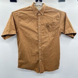 Carhartt Button Shirt Mens Large Brown Canvas Twill Utility Work Button S132BUC